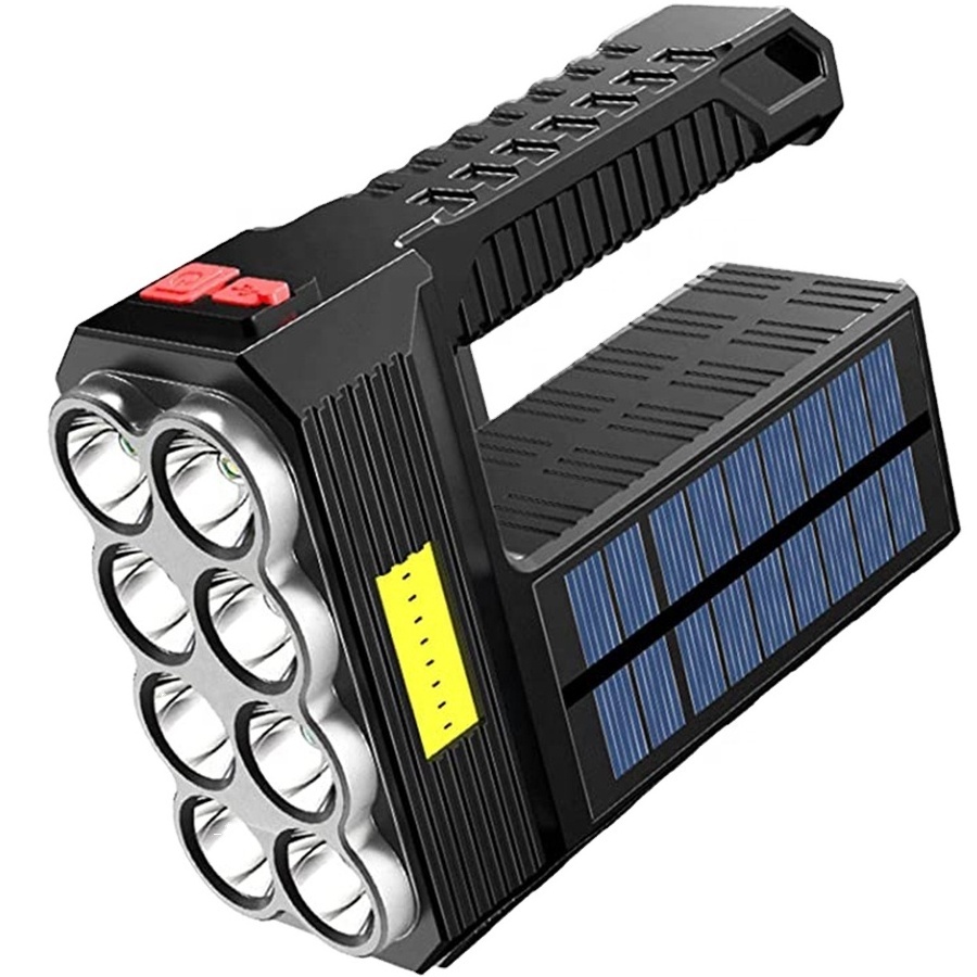 Taikoo solar powered rechargeable brightest tactical stream light industrial aluminum led handheld flashlight torch lights