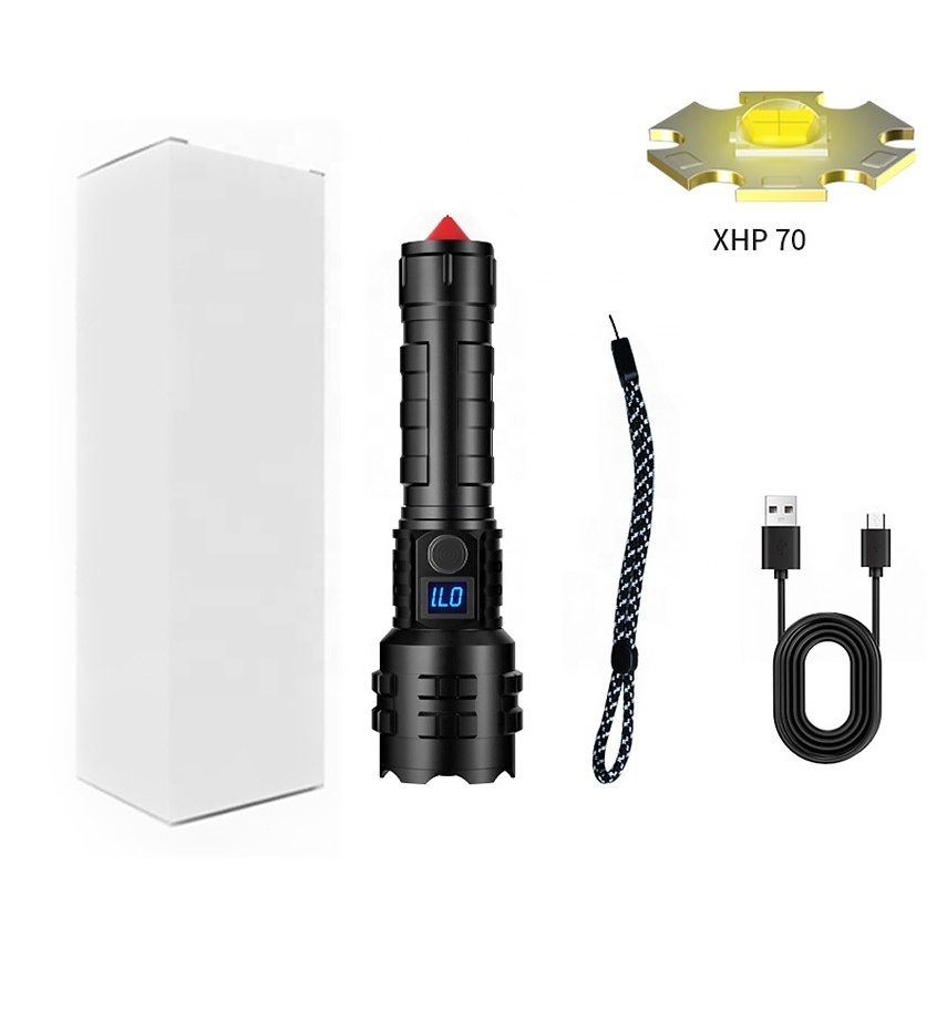 Taikoo 15000 lumens 5000mAh Zoomable Aluminum Alloy Body Rechargeable USB 26650 Battery XHP70 LED tactical Torch Flashlights