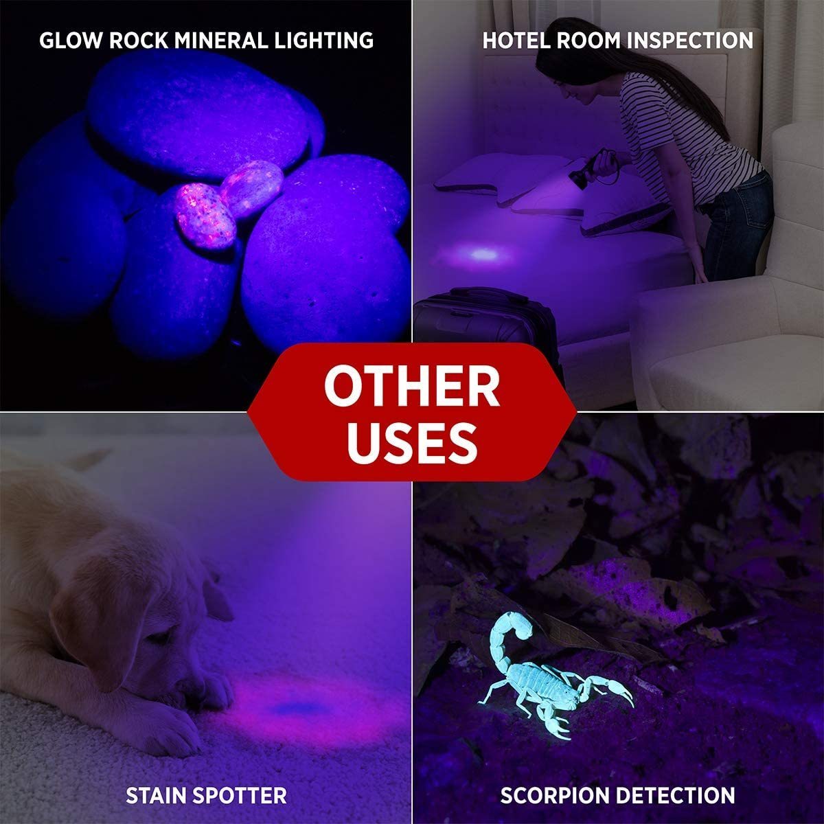 TAIKOO Long Range UV Torch LED 68 Blacklight Flashlight 395mm XR68  Outdoor Ultraviolet Flashlight for Pet Urine Detector