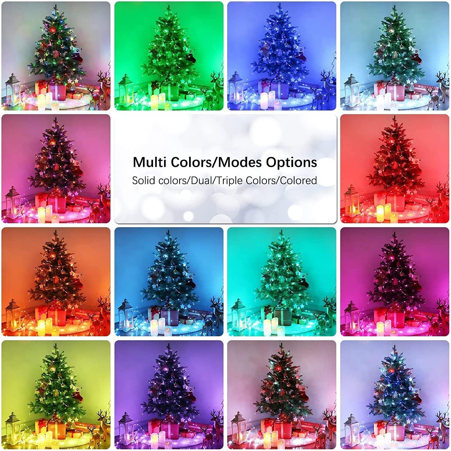 TAIKOO Lights Christmas Multi Color Plugin Twinkle Tree Led Christmas String Lights Different Timer Options and Memory Function