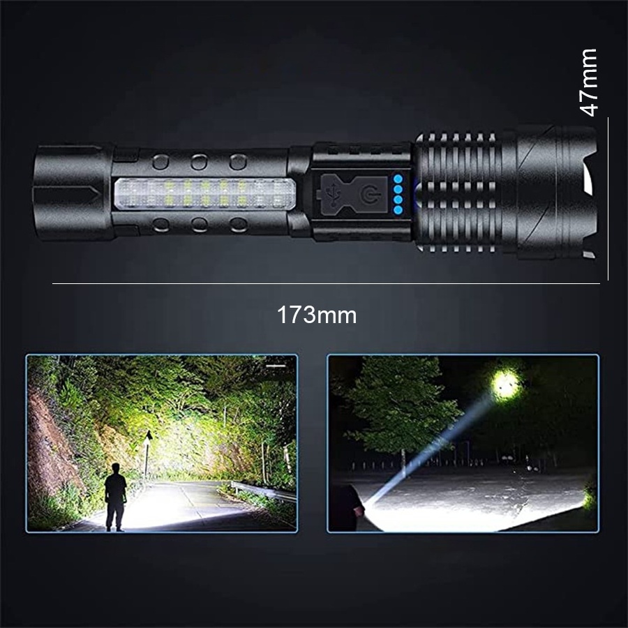 Taikoo Multipurpose Brightest Portable super bright cob led tactical laser flashlight led high lumens rechargeable torch light