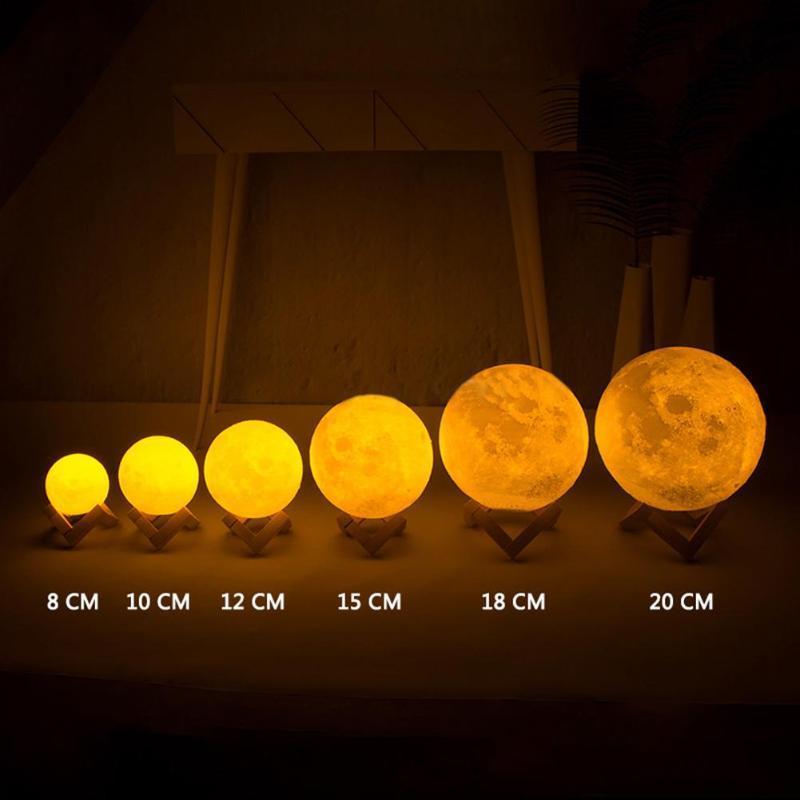 PVC Lunar Light Gift Rechargeable 16 Colors Touch  Change Remote 3D Printing Globe Moon Light LED 3D Moon Lamp