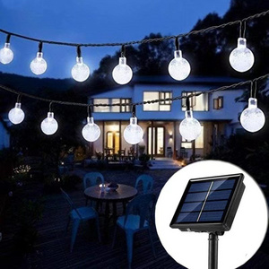 Outdoor Waterproof Led Crystal Globe Bulbs Solar Fairy Holiday String Ball Lighting Lights For Patio Christmas Party Decoration