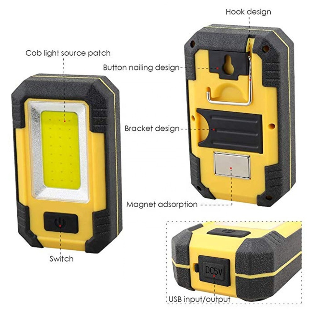 TAIKOO usb portable rechargeable cob outdoor led security flood light strip clamp mechanic  work light