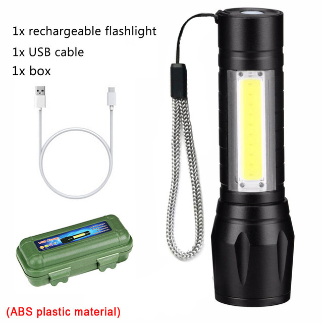 TAIKOO Zoom LED Multifunctional  Flashlight Small Hand Flashlight with pen clip COB+XPE lamp USB charging Easy Carry