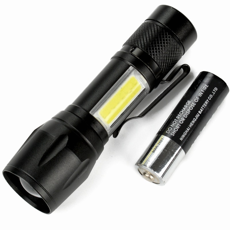 TAIKOO Zoom LED Multifunctional  Flashlight Small Hand Flashlight with pen clip COB+XPE lamp USB charging Easy Carry