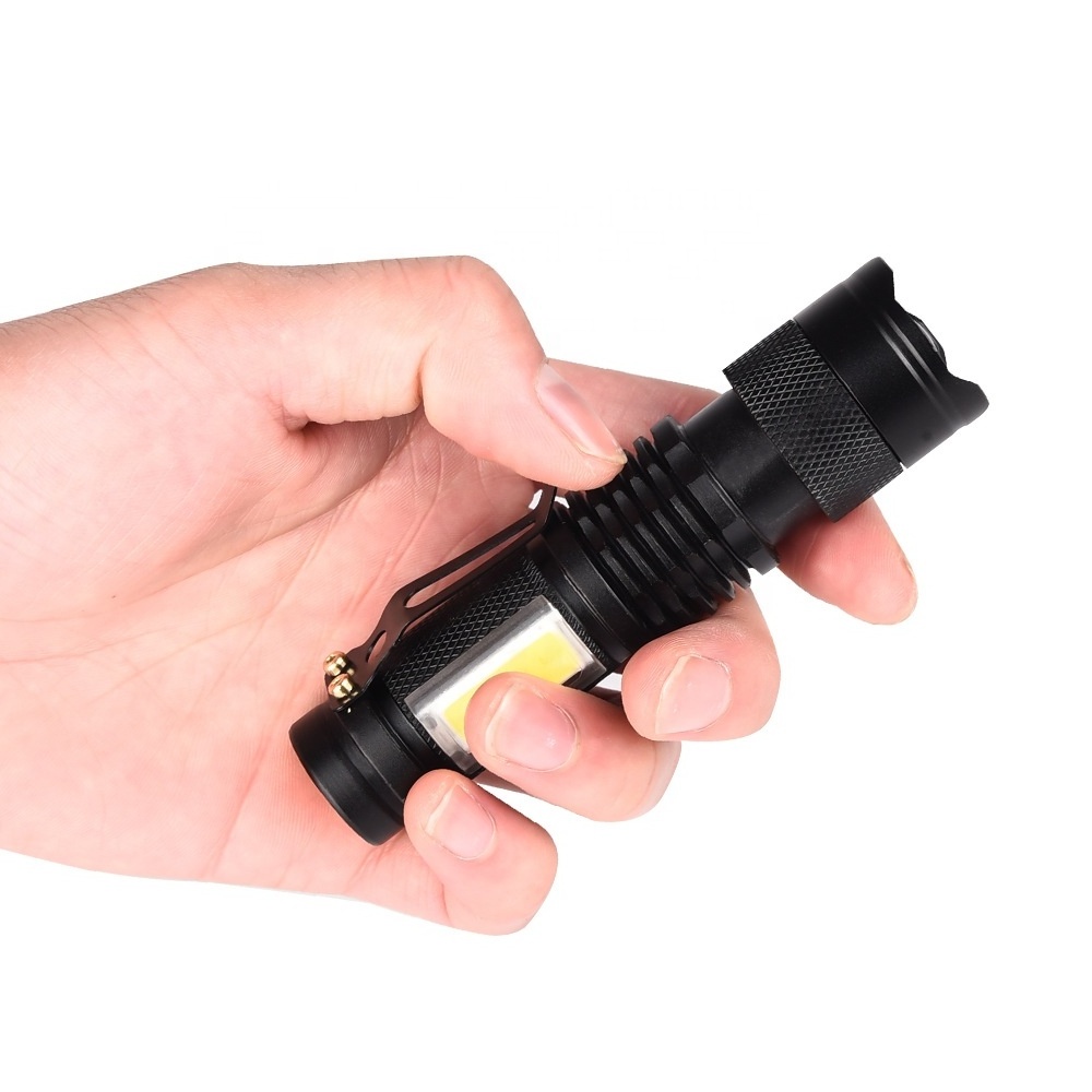 TAIKOO Inner 14500 Rechargeable Battery Mini USB charge XPE+COB LED 3 Mode Tactical Flashlight With Zoom Function