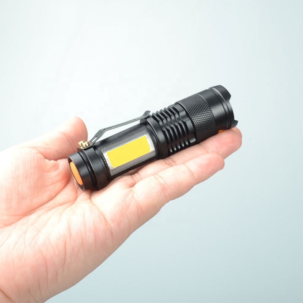 TAIKOO Inner 14500 Rechargeable Battery Mini USB charge XPE+COB LED 3 Mode Tactical Flashlight With Zoom Function