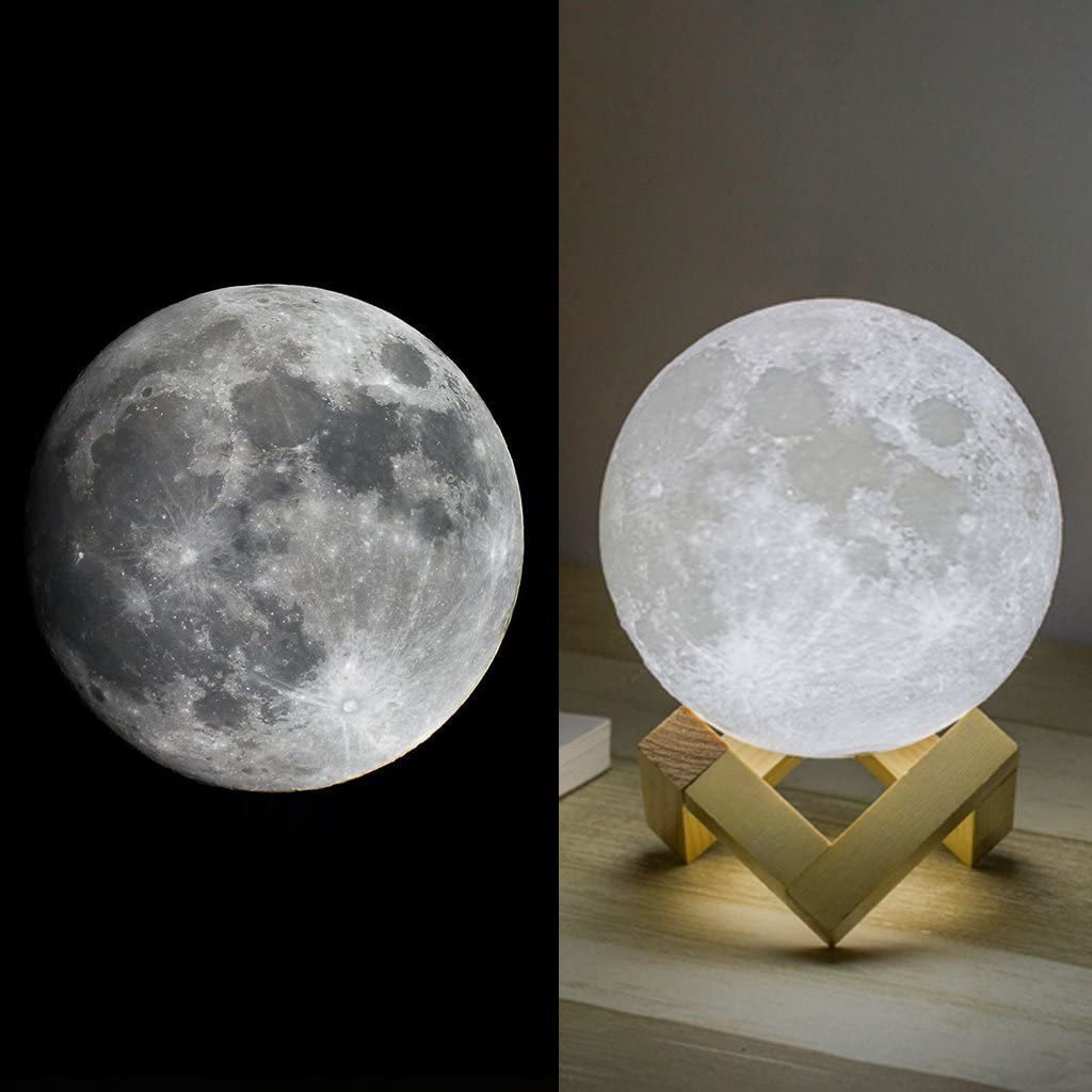 PVC Lunar Light Gift Rechargeable 16 Colors Touch  Change Remote 3D Printing Globe Moon Light LED 3D Moon Lamp