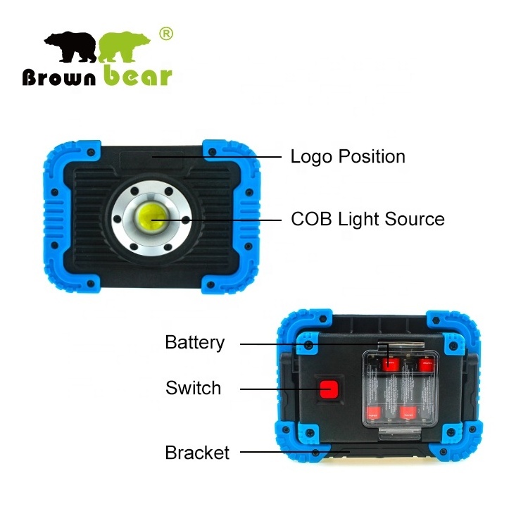 Battery Operated 4*aa 10w Cob Work Light Led