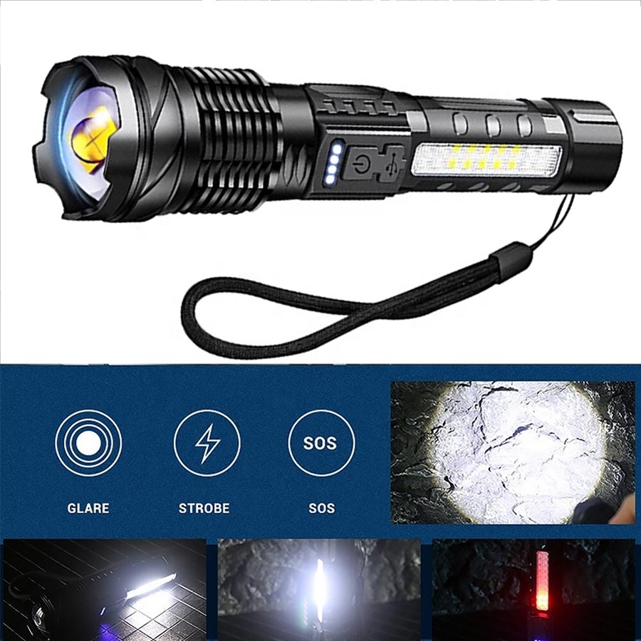 Taikoo Multipurpose Brightest Portable super bright cob led tactical laser flashlight led high lumens rechargeable torch light