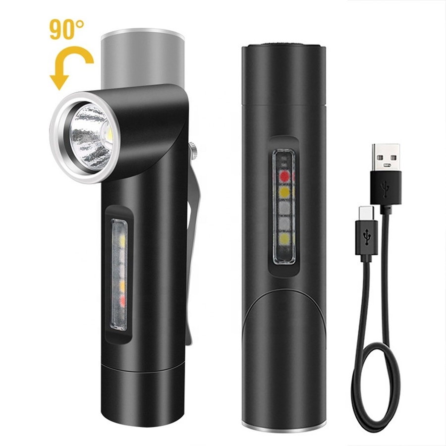 Taikoo mini usb 90 degree tactical emergency hotel cool led ultra high lumen power bank rechargeable flashlight torches