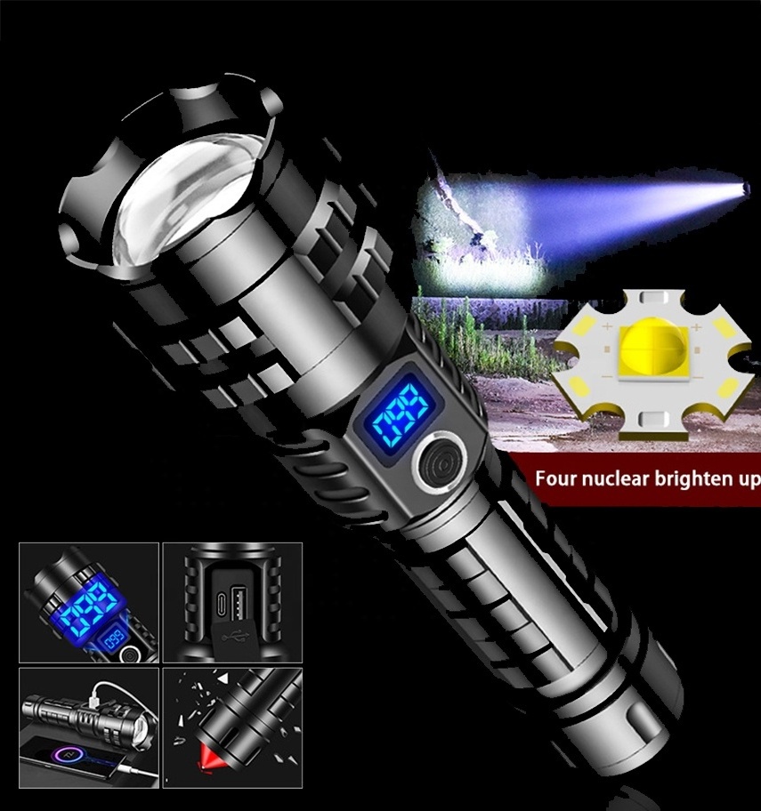 Taikoo 15000 lumens 5000mAh Zoomable Aluminum Alloy Body Rechargeable USB 26650 Battery XHP70 LED tactical Torch Flashlights