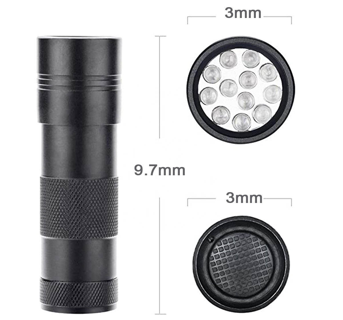 Taikoo 12 Led powerfull ultraviolet black light torch portable aluminum alloy 395nm detectors uv led flashlight 365nm