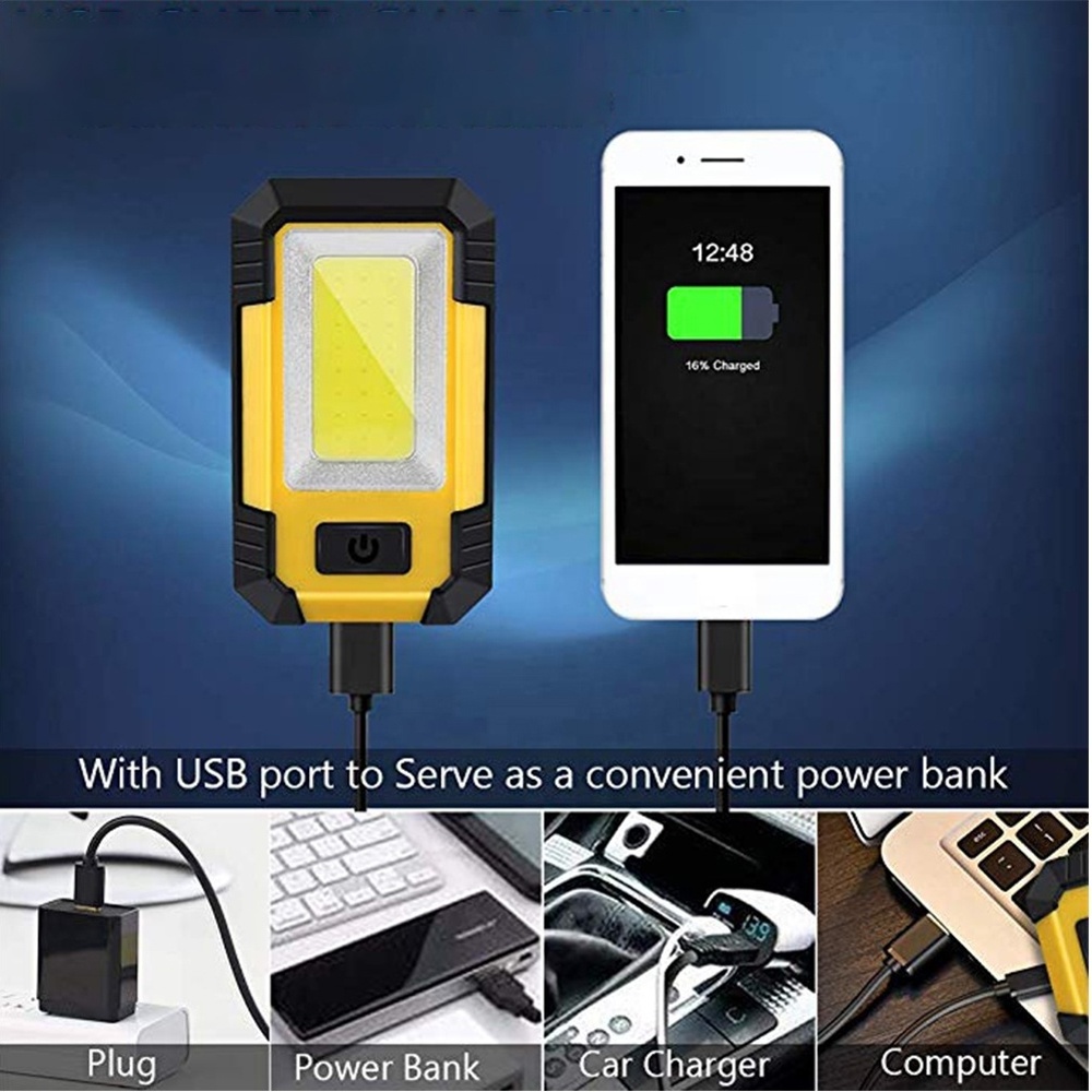 TAIKOO usb portable rechargeable cob outdoor led security flood light strip clamp mechanic  work light