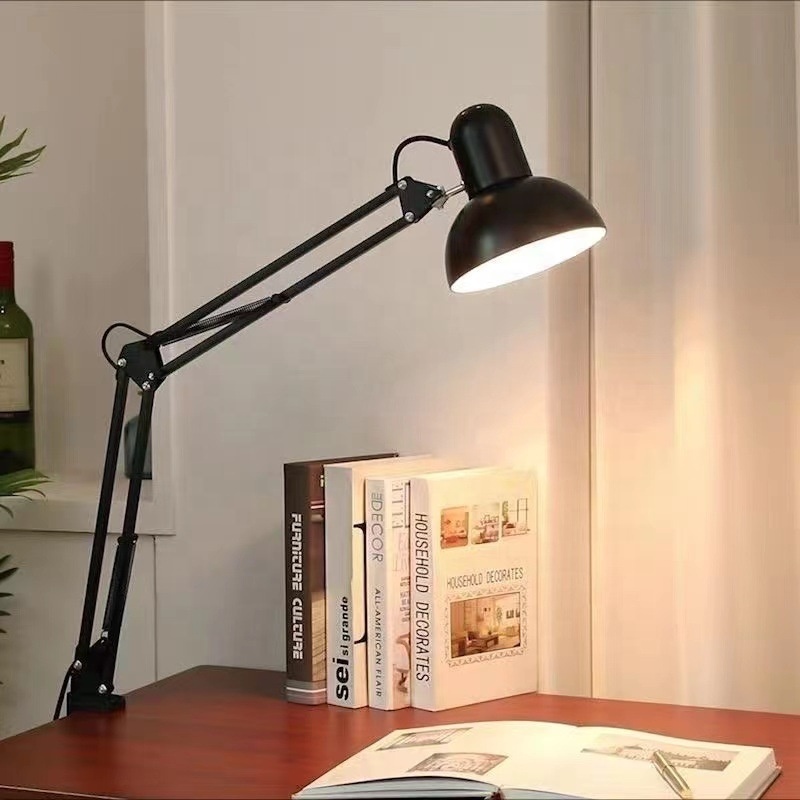 TAIKOO  Modern Adjustable Swing Arm Clamp Led Table Lamp E27 Decorative Desk Lamp For Study Work And Reading