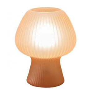 TAIKOO Ribbed Glass Vintage Style Glass Mushroom Table Lamp Aesthetic Led Mushroom Night Light for Bedroom LED Desk Lantern