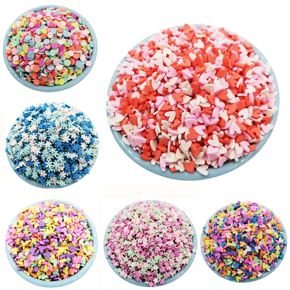 1KG Mixed 5MM Miniature Polymer Clay Fruits Heart Star Slices Fake Sprinkles for Slime and Nail Art Bag DIY Kids Collectible