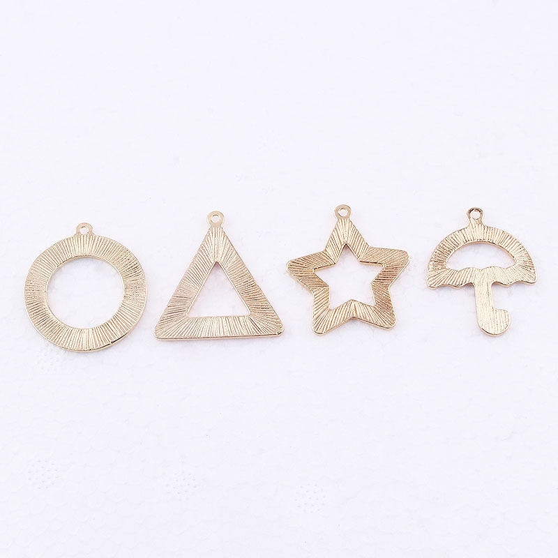 100Pcs Korean Pop Alloy Sugar Pie Charms For Jewelry Making Keychain Necklace Earring DIY Star Round triangle umbrella shape