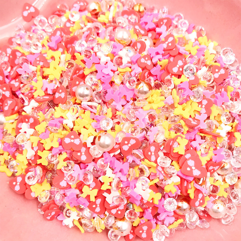 1kg Mixed Crystal Pearl Heart Polymer Clay Sprinkles for Crafts Making Slime Filling Material Valentine's Day decorations