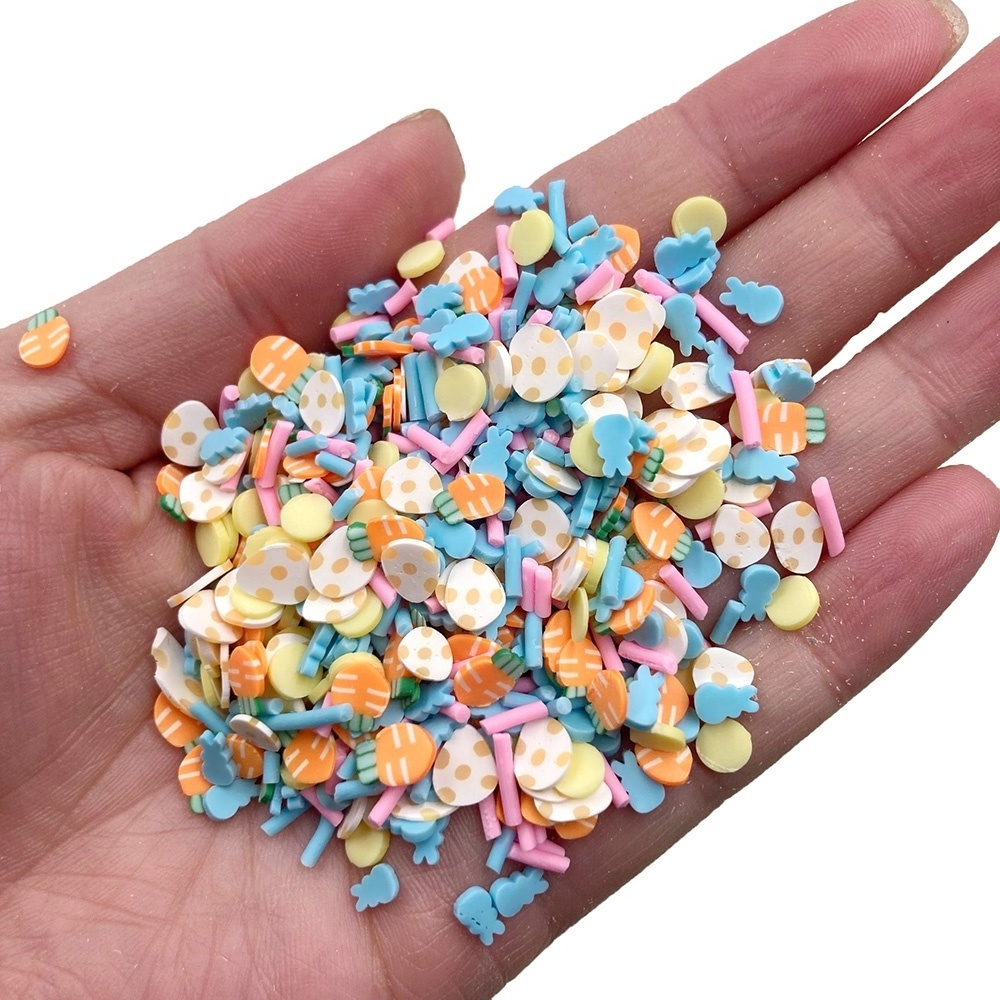 500gram Mixed Rabbit Egg Polymer Slice Hot Clay Sprinkles Colorful for Crafts Making DIY Slime Filling Accessories Nails Art