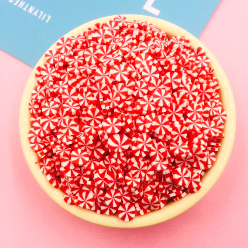 Colorful Peppermint Christmas Candy Polymer Clay Sprinkles For DIY Craft Plastic Klei Mud Particles Slime Filling Accessories