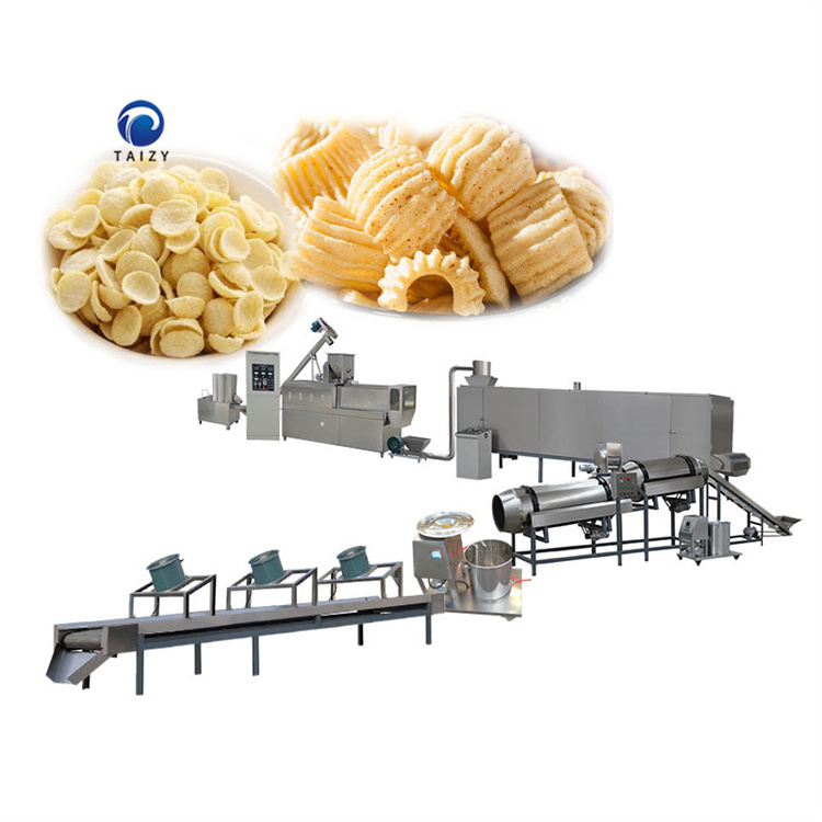 Stainless steel breakfast cereal corn flakes corn puff making machines rice extruder maize puffed rice puffing machine