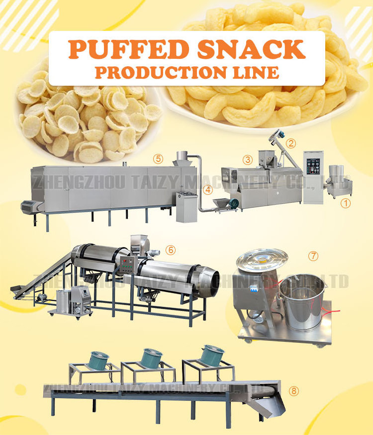 Corn Flakes Breakfast Cereals Processing Machine Puffed Corn Snacks Making Machine