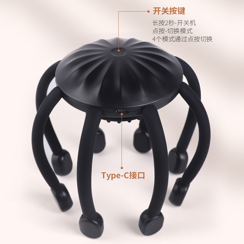 electric Head Vibration Full Body Relax Scalp Massage Promotes Blood Circulation Relieves Fatigue Octopus Head Massager