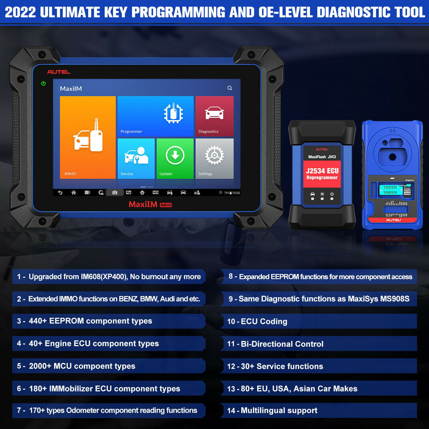 2022 Autel MaxiIM IM608 PRO Full Version IMKPA Accessories with G-Box2 and APB112 Support All Key Lost