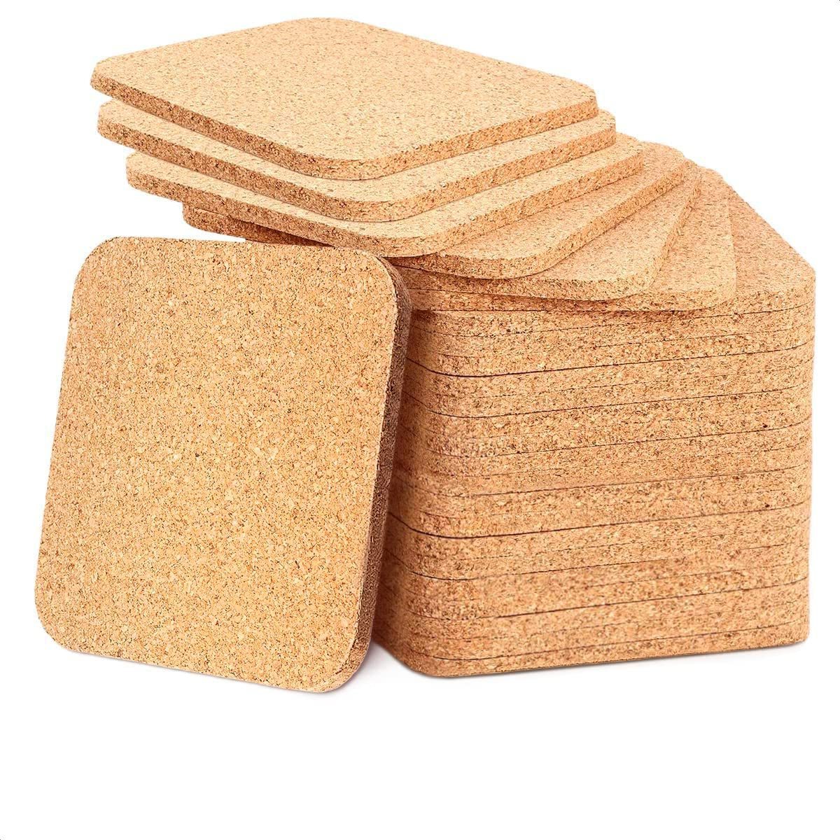 Square Cork  Cork Plant Coasters Pot Trivets Natural Bar Coasters Kitchen Pads  for Table  Cork Coasters for Drinks Absorbent