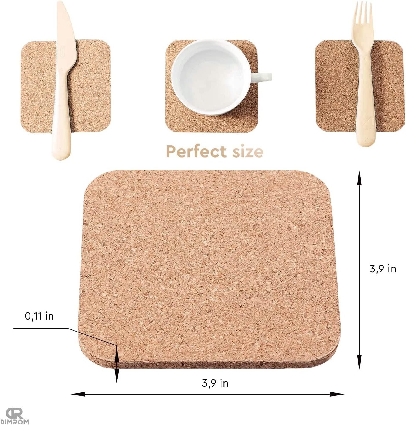 Square Cork  Cork Plant Coasters Pot Trivets Natural Bar Coasters Kitchen Pads  for Table  Cork Coasters for Drinks Absorbent