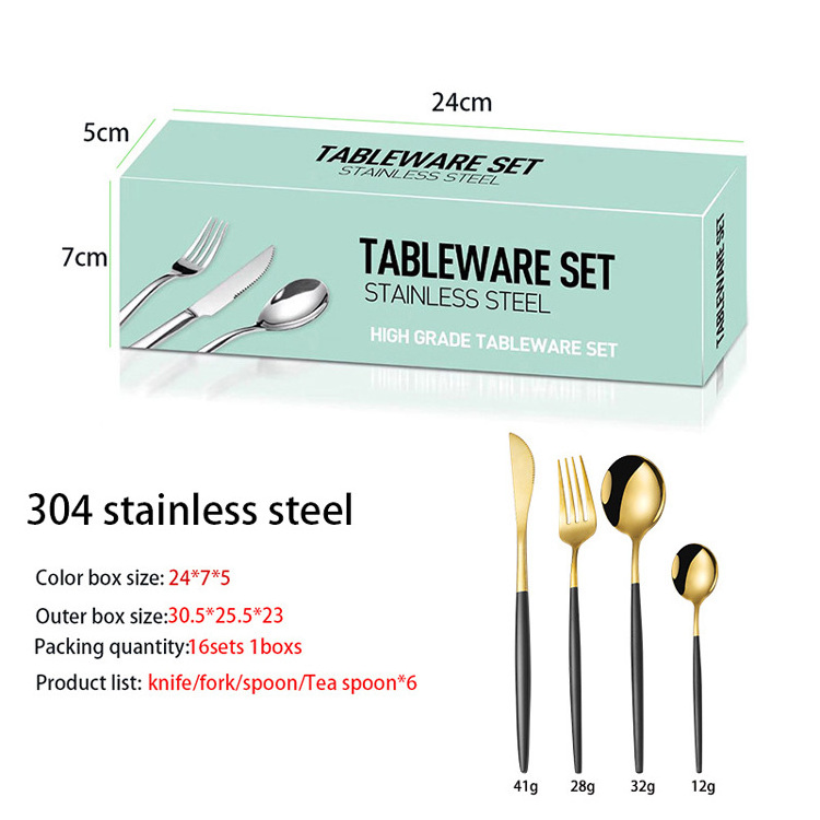 Wholesale High-quality 304 Stainless Steel Western Cutlery Set Portugal 24-piece Tableware Set For Gifts