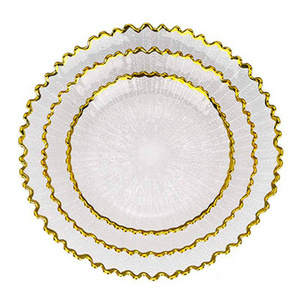 Light Luxury European Gold Phnom Penh Glass Western Plate Creative Steak Fruit Dessert Flat Plate