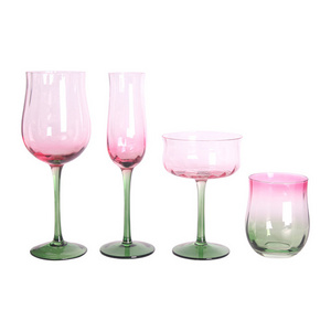 European Medieval Creative Vintage Wine glass Artificially Blown Gradient Integrated Flower Blooming Goblet