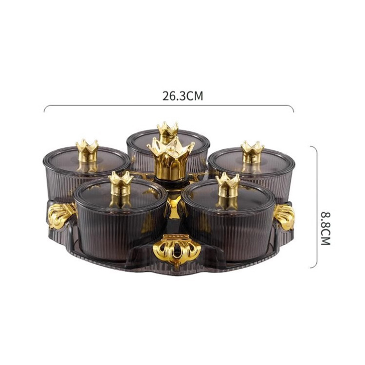 Home Living Room Rotating Dim Sum Compartment Tray Crown Decorative Dim Sum Fruit Plate