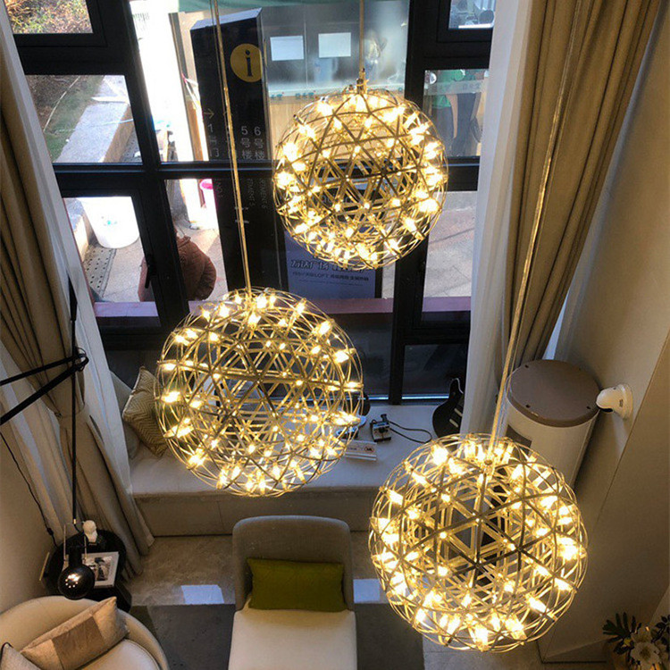 China Factory  Indoor Decorative Chandelier Round Shape Hanging Spark Ball Pendant Light For Hotel Restaurant Bar