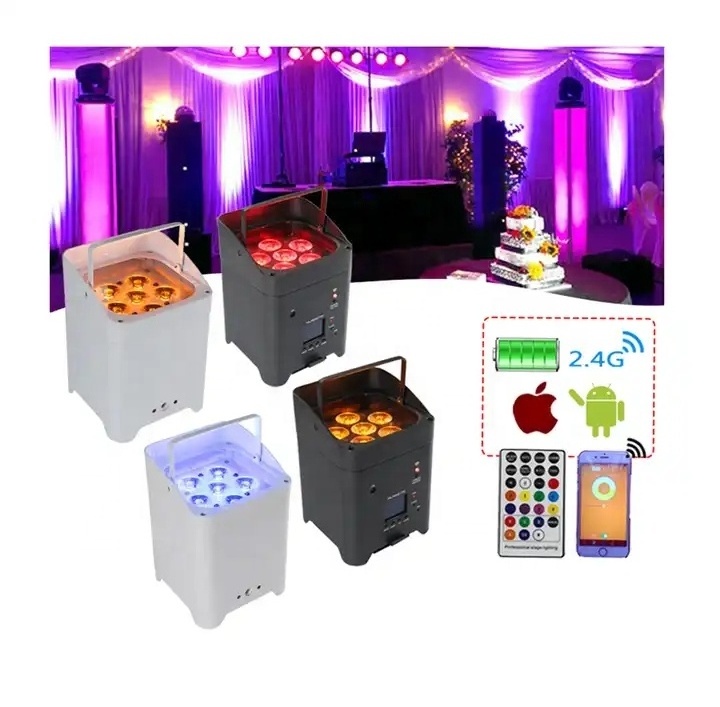 6x18w RGBWA Wireless DMX LED Par light Battery Operated Wifi APP Remote Control DJ Wash Light Disco Wedding Uplights