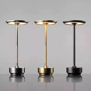 Hot sale luxury Rechargeable Table Lamp Metal Electroplating Lampbody Restaurant Battery Touch Dimmable desk light