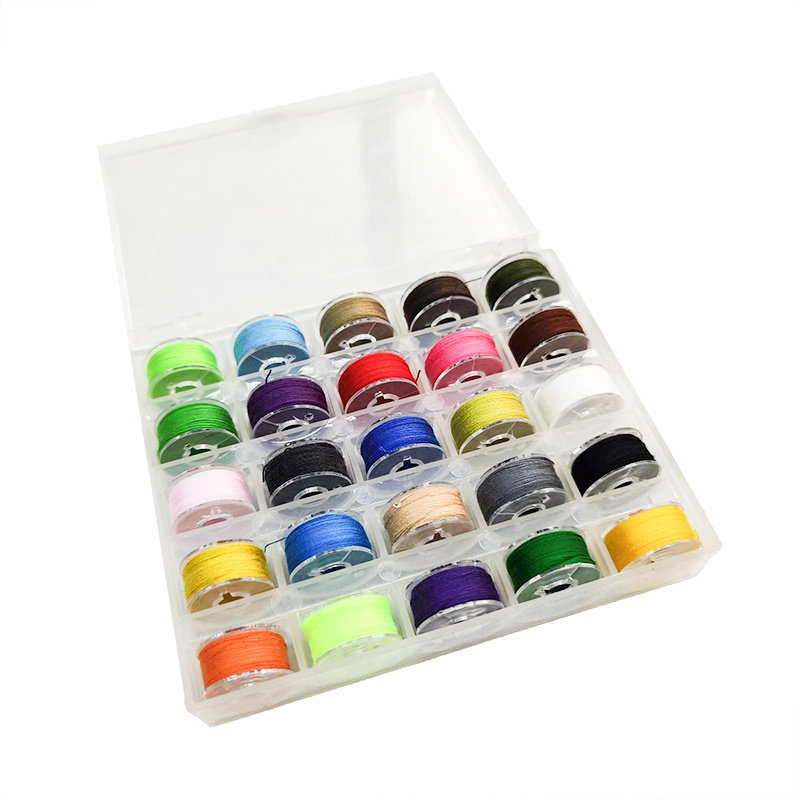 Plastic Coil Box With 25 Colorful Sewing Thread Bobbin Storage Box Sewing Machine Accessories Set