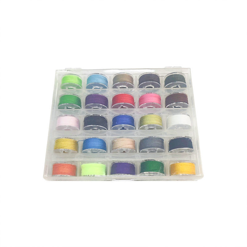 Plastic Coil Box With 25 Colorful Sewing Thread Bobbin Storage Box Sewing Machine Accessories Set