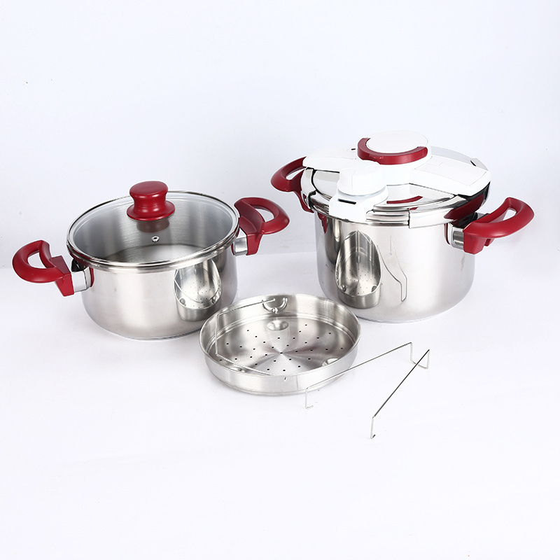 5+7L cocotte minute ollas de acero inoxidable double clamp stainless steel pressure cooker,60/100KPA