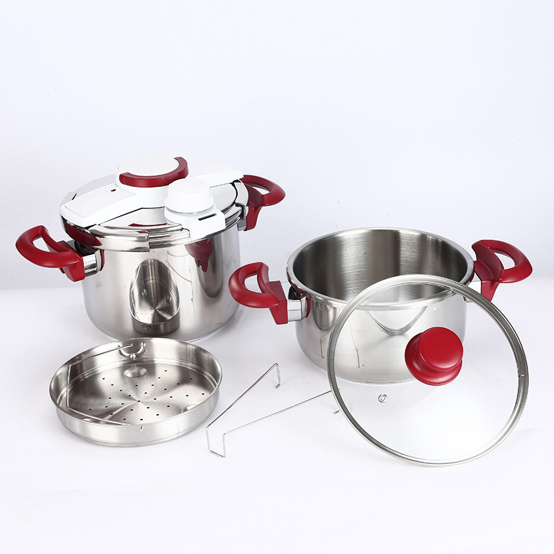 5+7L cocotte minute ollas de acero inoxidable double clamp stainless steel pressure cooker,60/100KPA