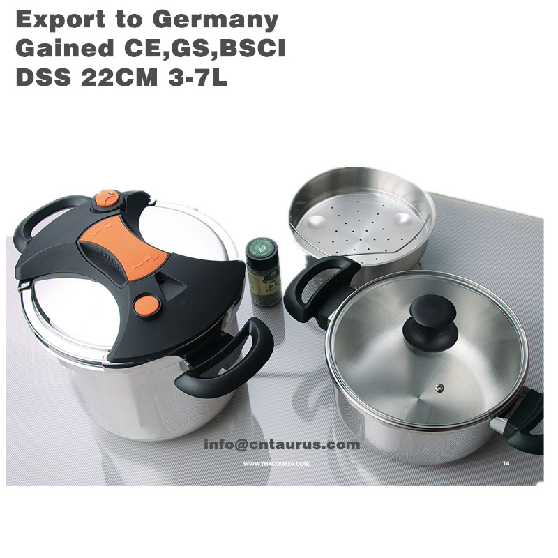 CE Certified stainless steel pressure cooker pan 22cm non-stick