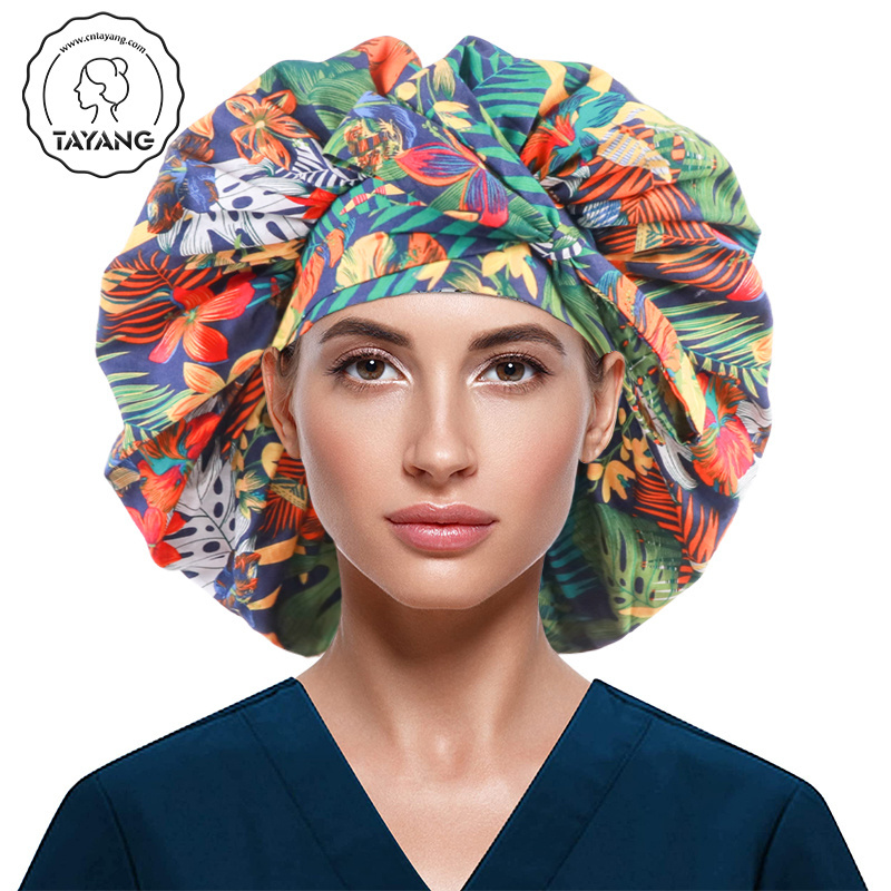 New Design African Print Cotton Double Sided Premium Satin Lined Designer Round Women Hair Bonnets