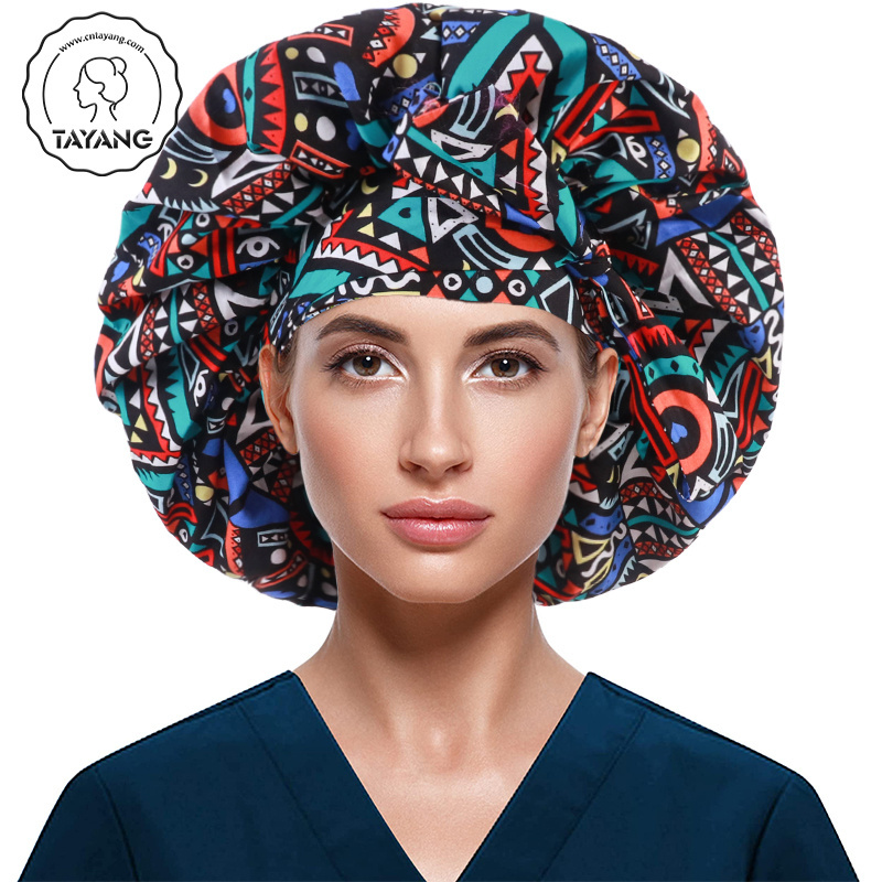 New Design African Print Cotton Double Sided Premium Satin Lined Designer Round Women Hair Bonnets