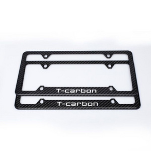 T-carbon Black Carbon Fiber Car License Plate Frame Tag Cover For USA Version Can be Customized LOGO