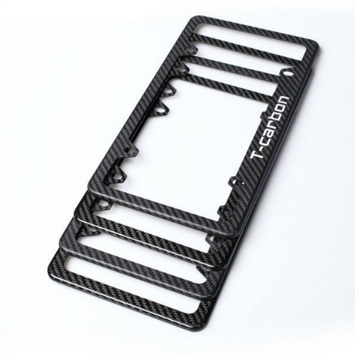 T-carbon Black Carbon Fiber Car License Plate Frame Tag Cover For USA Version Can be Customized LOGO