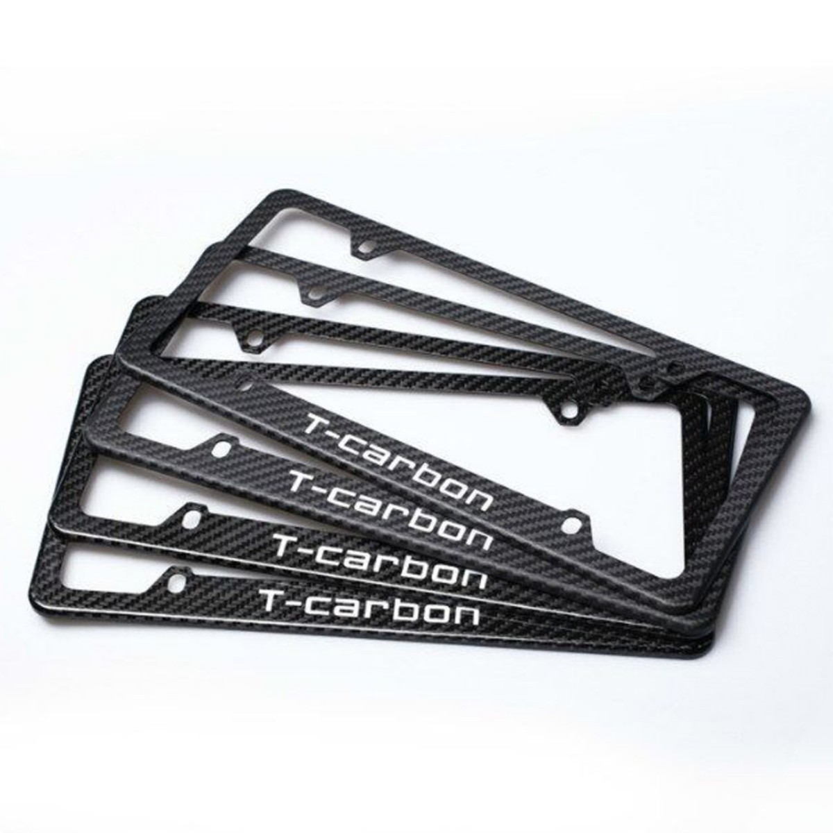 T-carbon Black Carbon Fiber Car License Plate Frame Tag Cover For USA Version Can be Customized LOGO