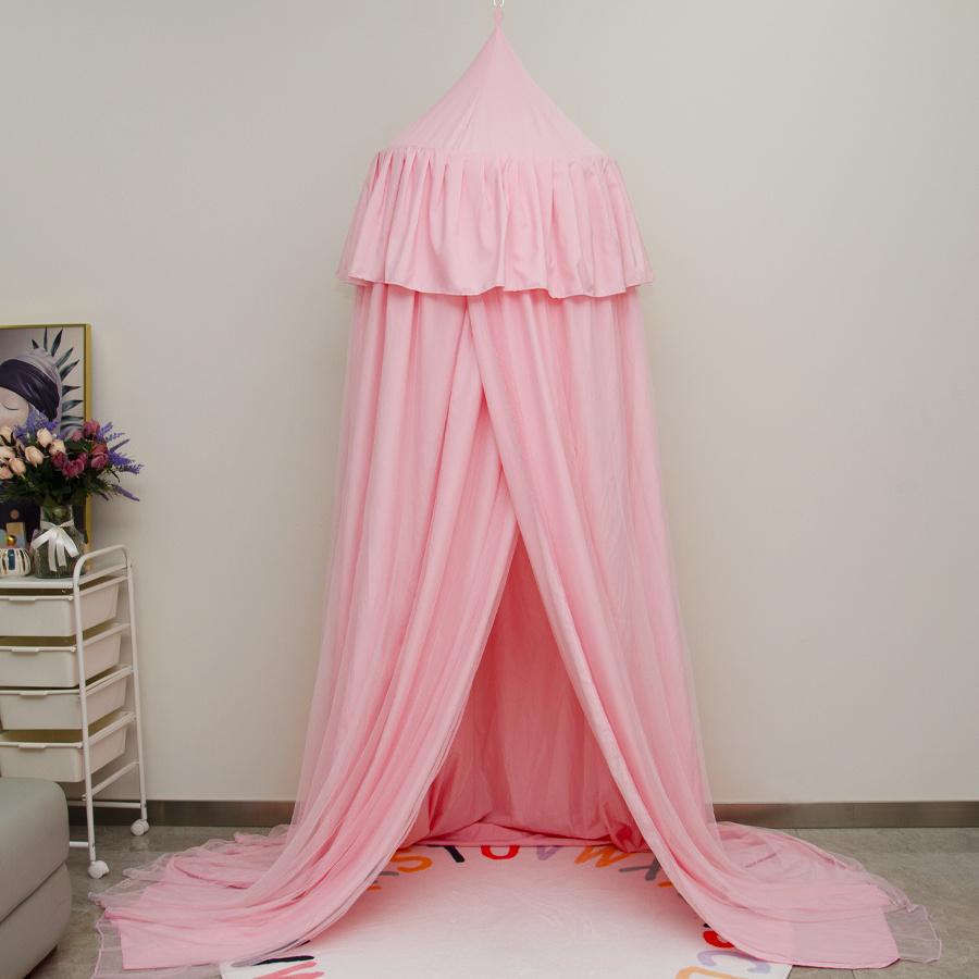 pink princess kids canopy for baby bed double layer